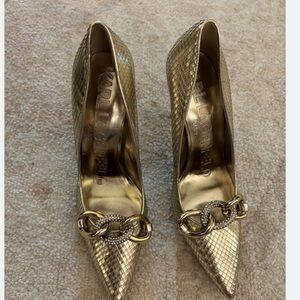 Karl Lagerfeld Gold Chain Detail Heels